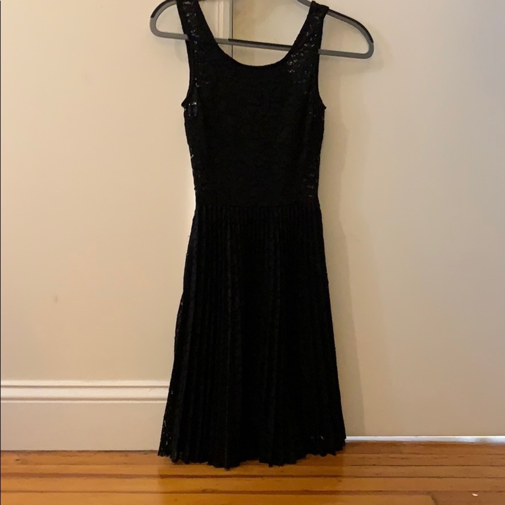 Aqua black lace dress.